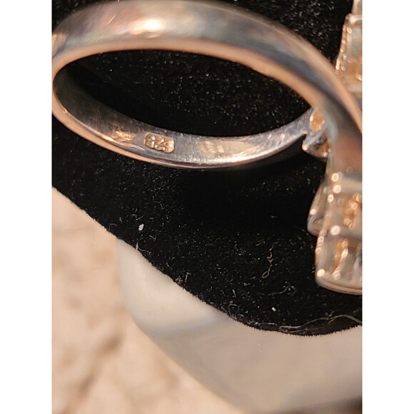 Sterling Silver Leaf Ring Size 8 Adj | Marquise CZ Floral Band Elegant Jewelry - Picture 4 of 6